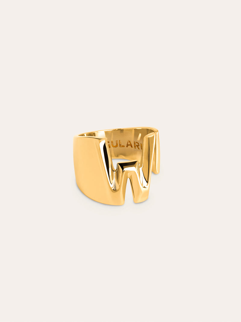 Personalisierter Signet Letter Ring vergoldet