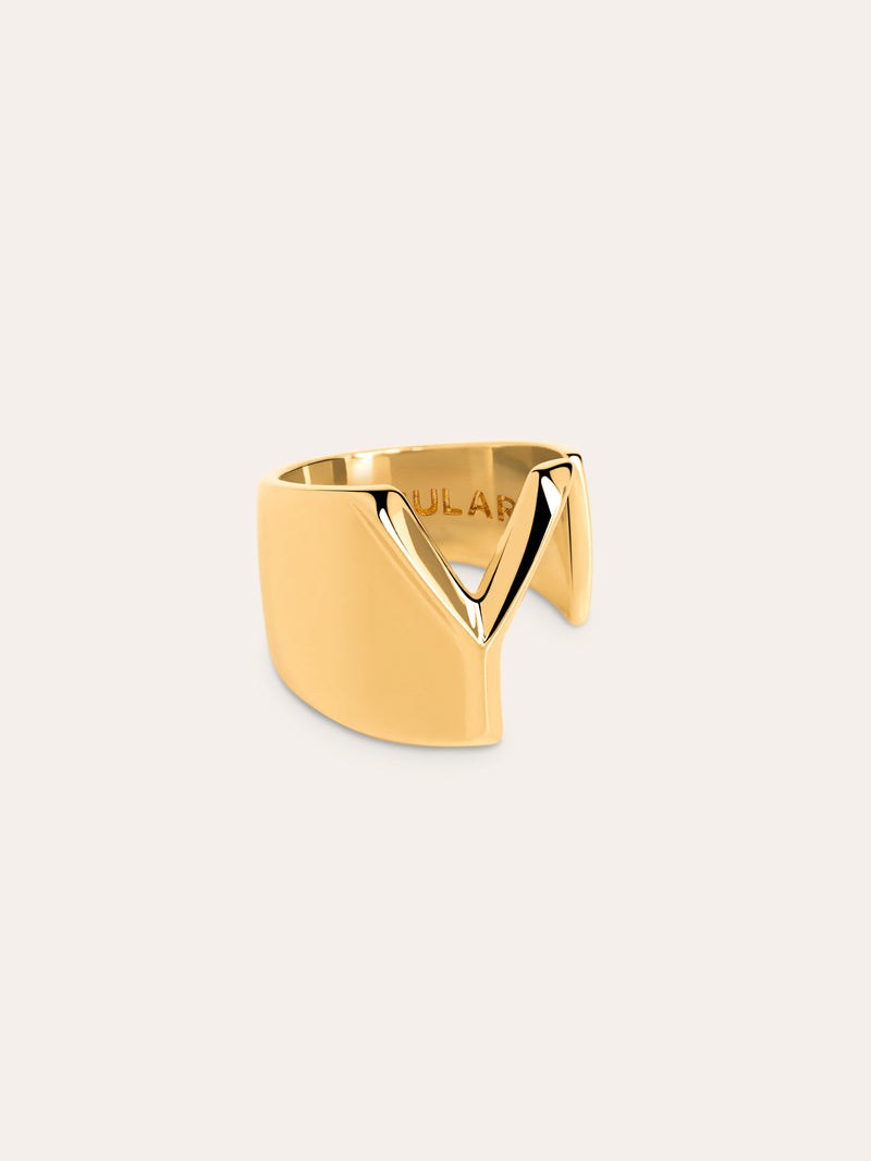 Personalisierter Signet Letter Ring vergoldet