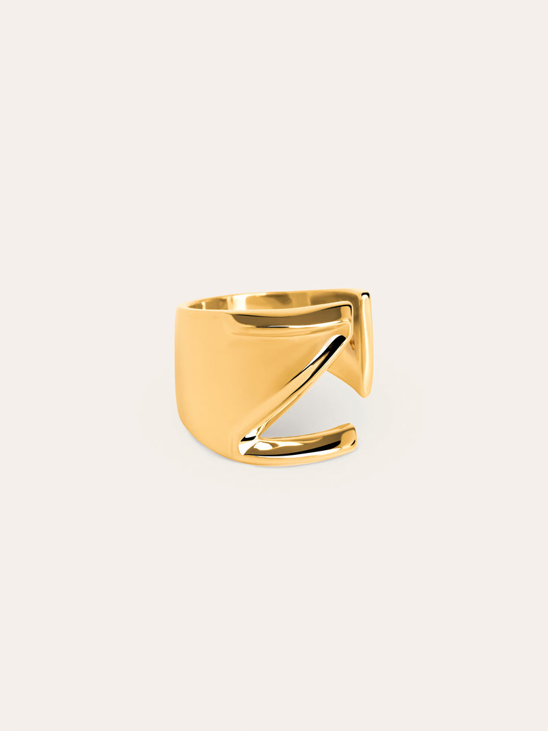 Personalisierter Signet Letter Ring vergoldet
