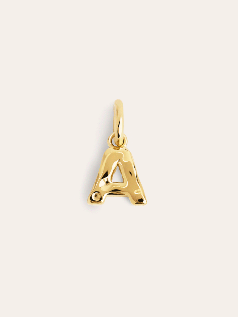 Organic Letter Charm Silber, vergoldet
