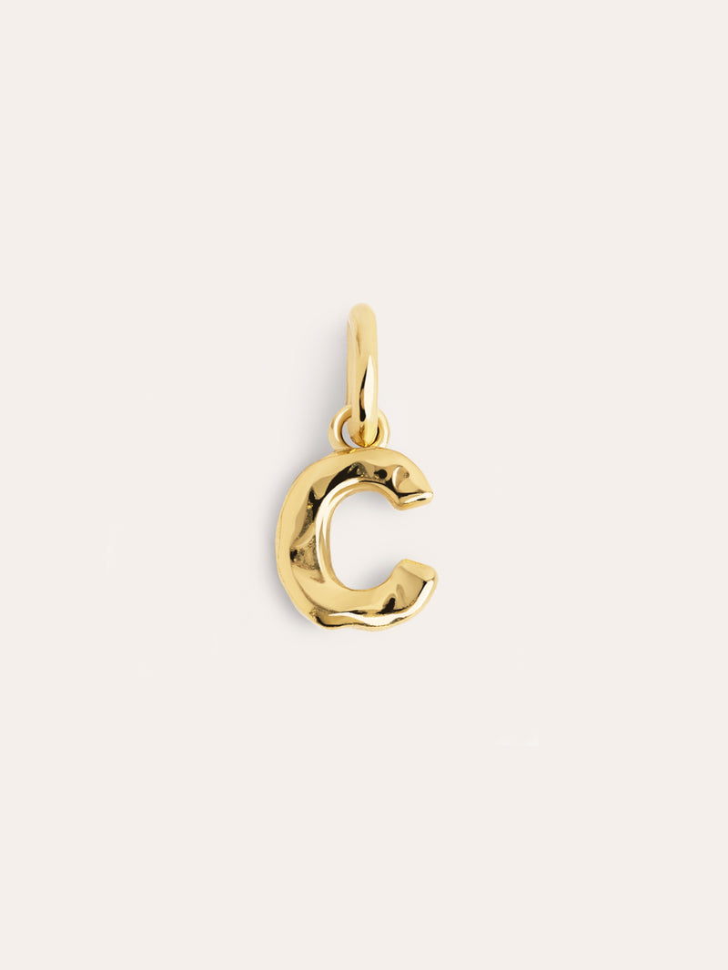 Organic Letter Charm Silber, vergoldet