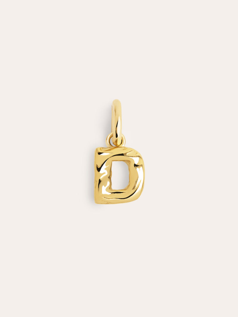 Organic Letter Charm Silber, vergoldet