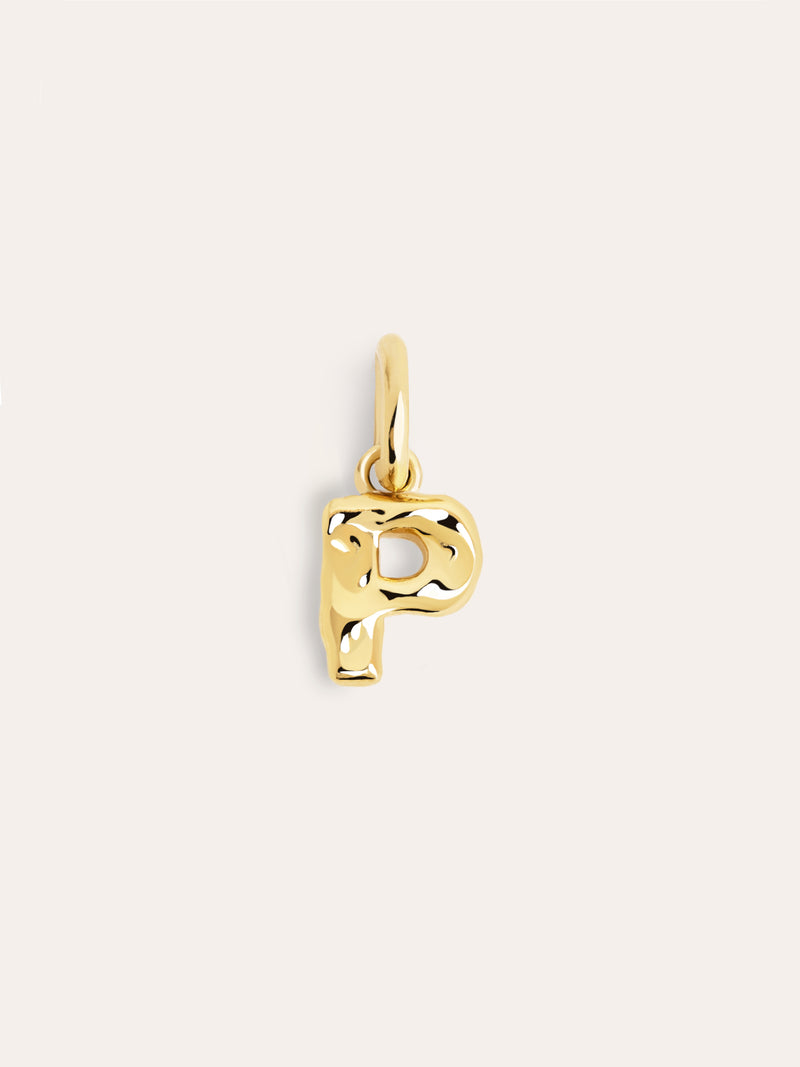 Organic Letter Charm Silber, vergoldet