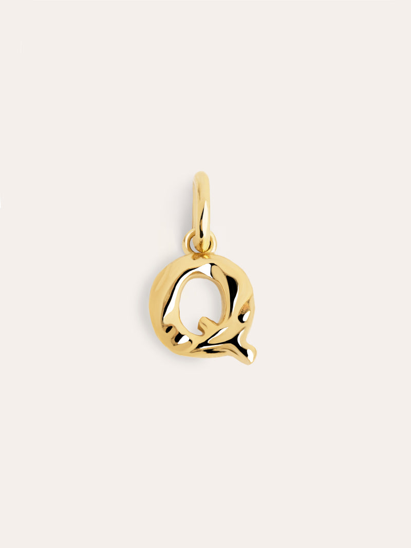 Organic Letter Charm Silber, vergoldet