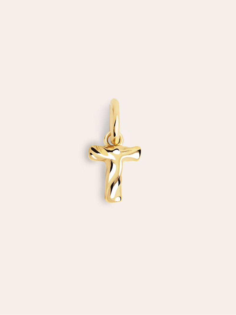 Organic Letter Charm Silber, vergoldet