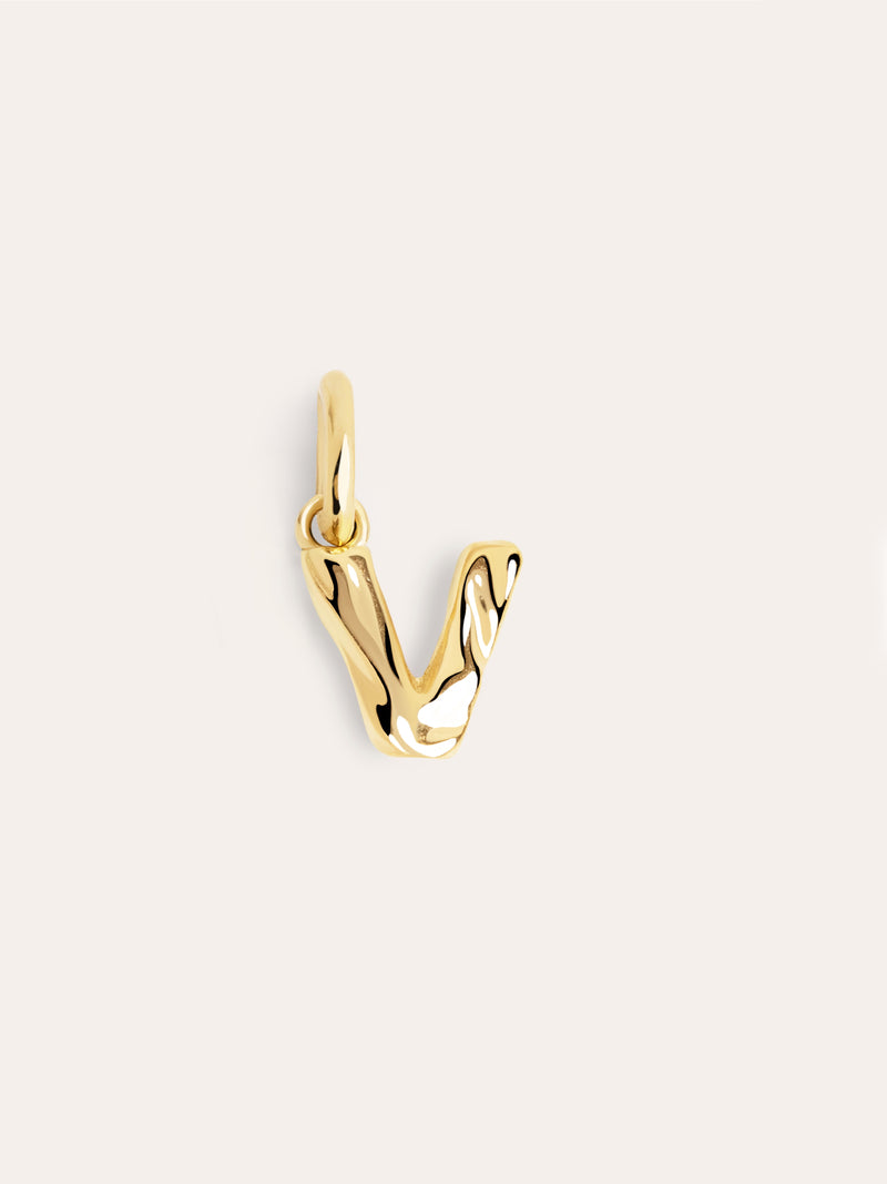 Organic Letter Charm Silber, vergoldet