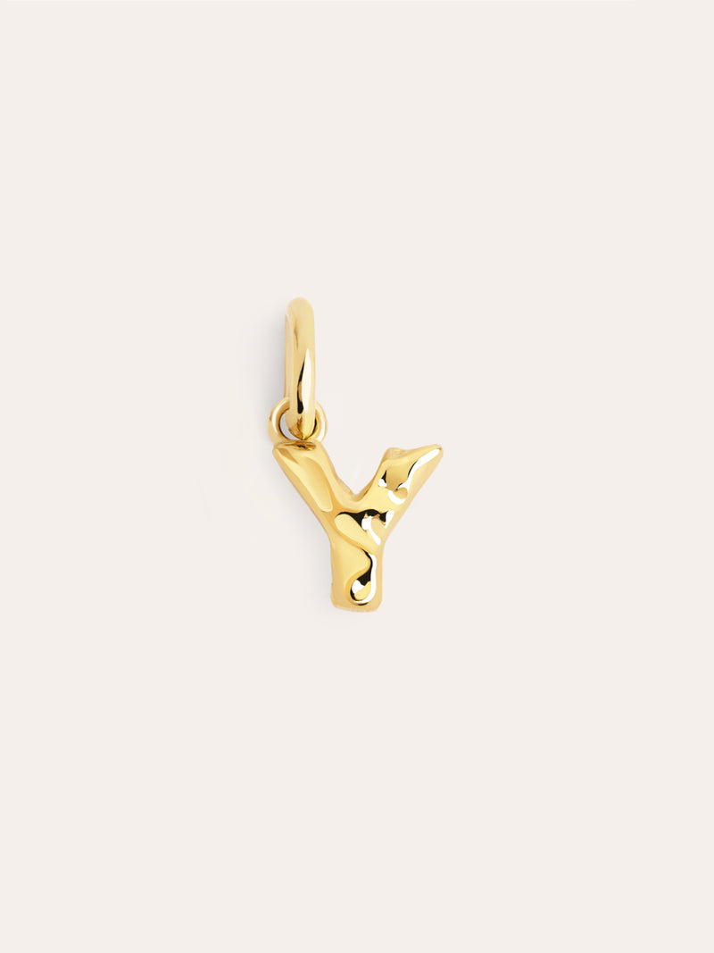 Organic Letter Charm Silber, vergoldet