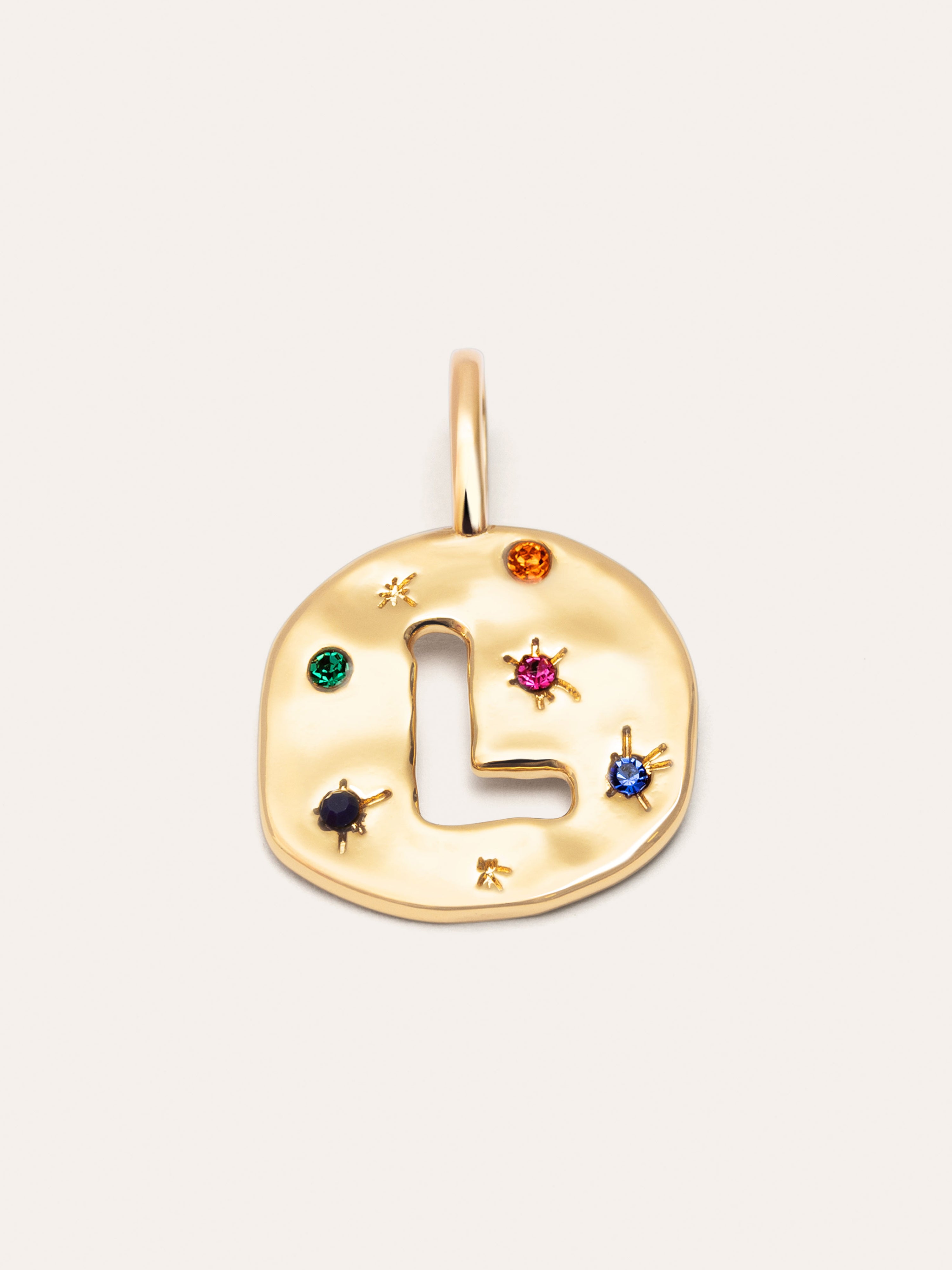 Organic Color Letter Gold Charm 