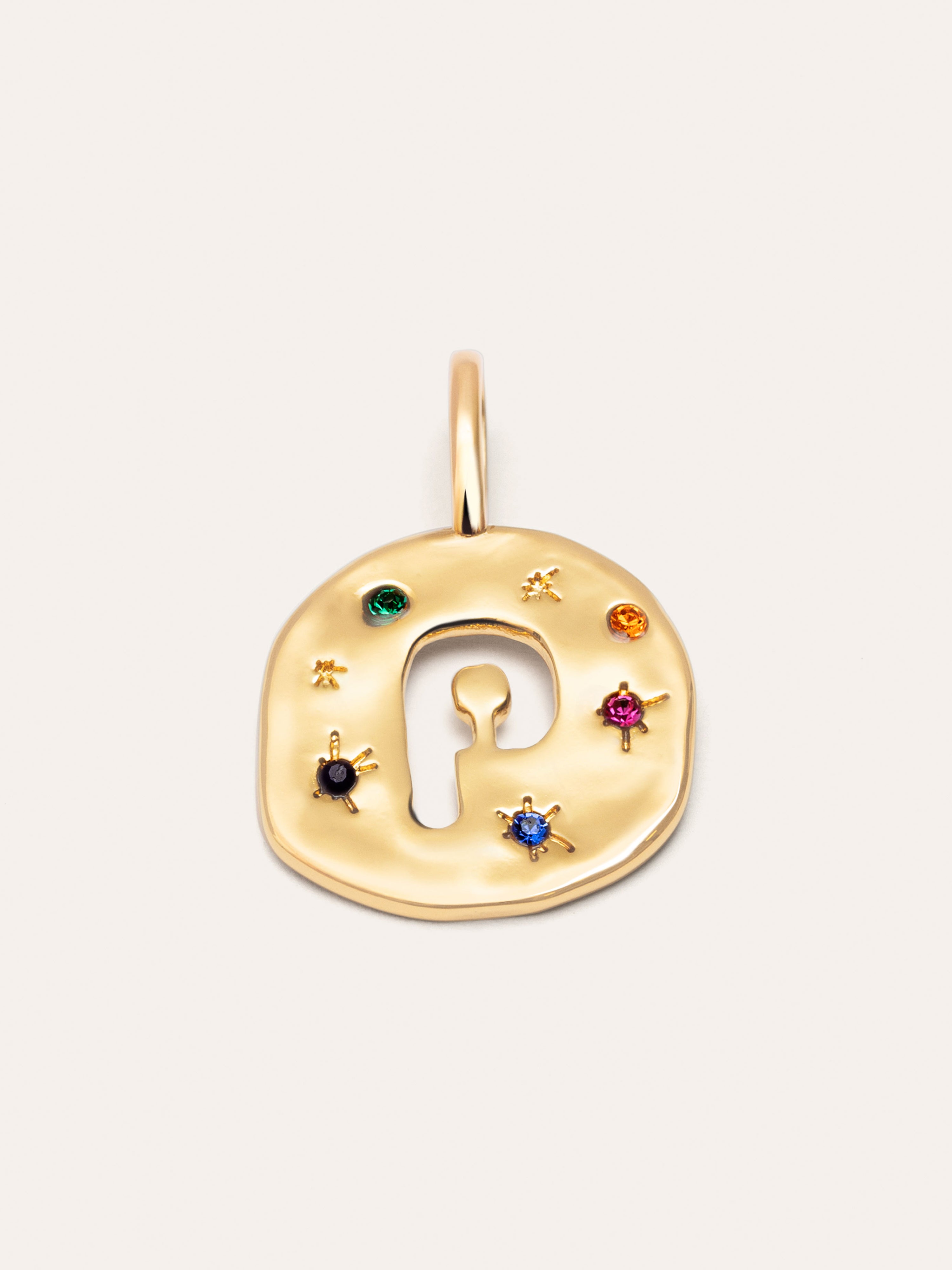 Organic Color Letter Gold Charm 