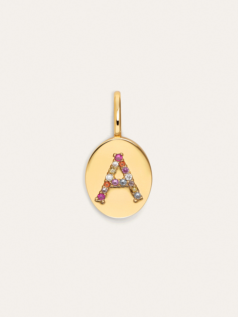 Personalisierter Signet Letter Colors Charm vergoldet