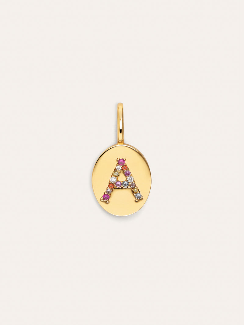 Personalisierter Signet Letter Colors Charm vergoldet