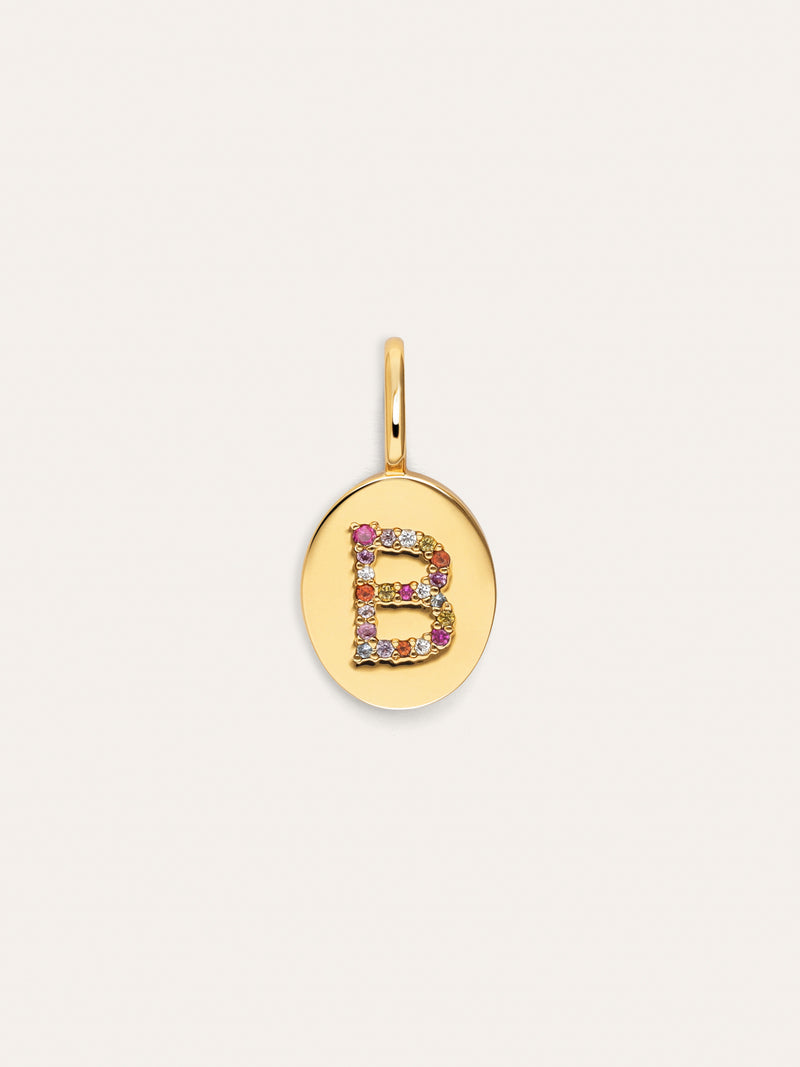 Personalisierter Signet Letter Colors Charm vergoldet
