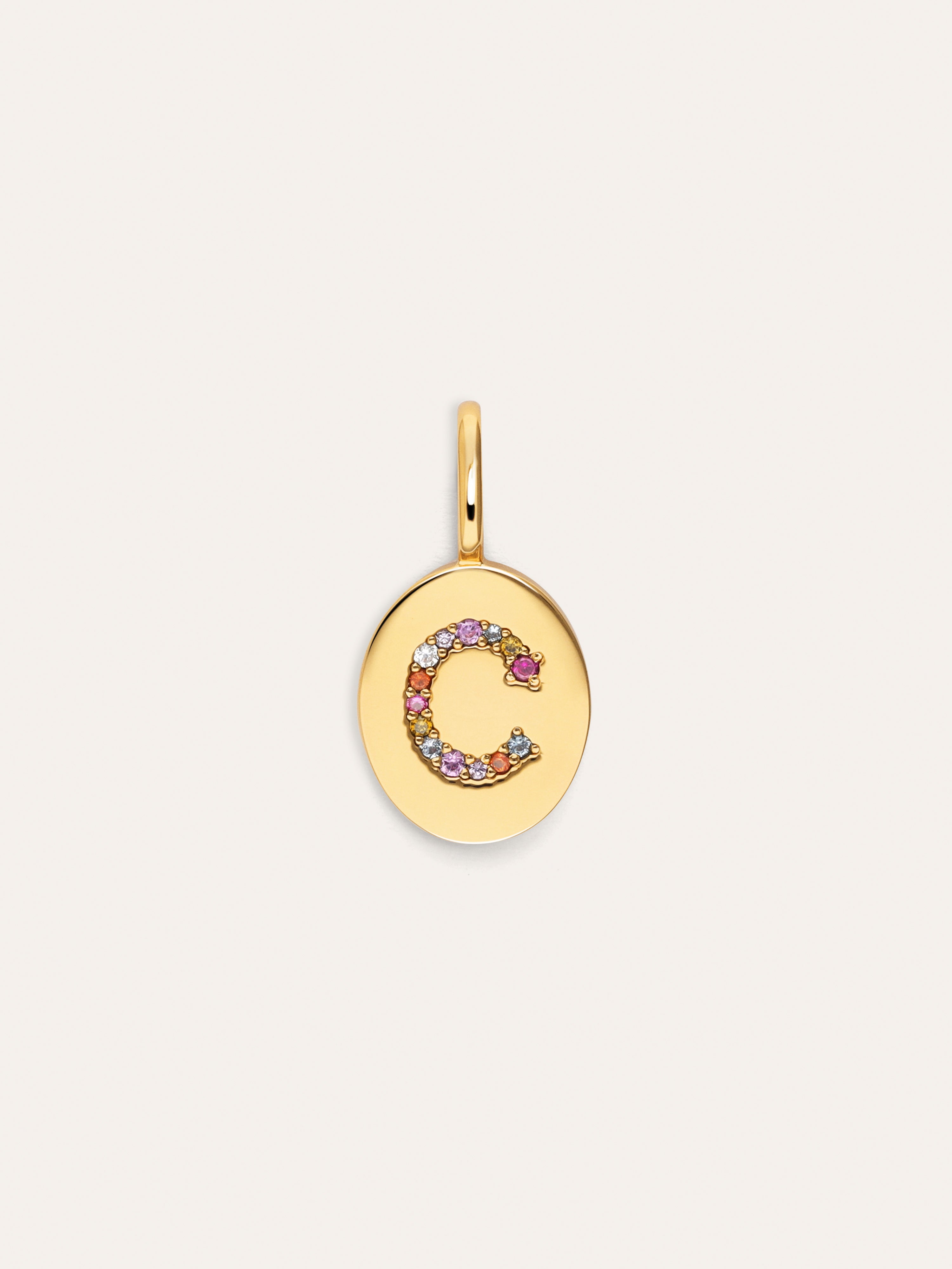 Personalisierter Signet Letter Colors Charm vergoldet