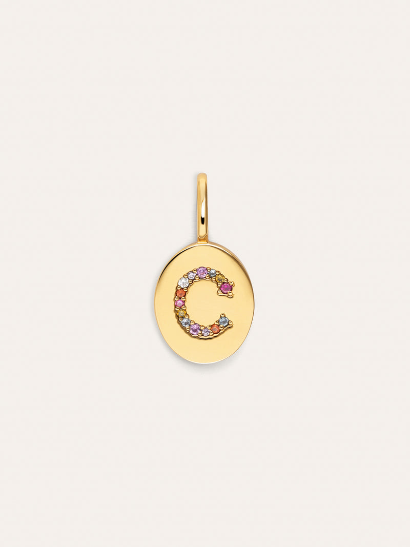 Personalisierter Signet Letter Colors Charm vergoldet
