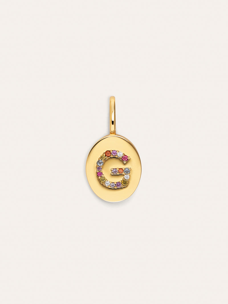 Personalisierter Signet Letter Colors Charm vergoldet