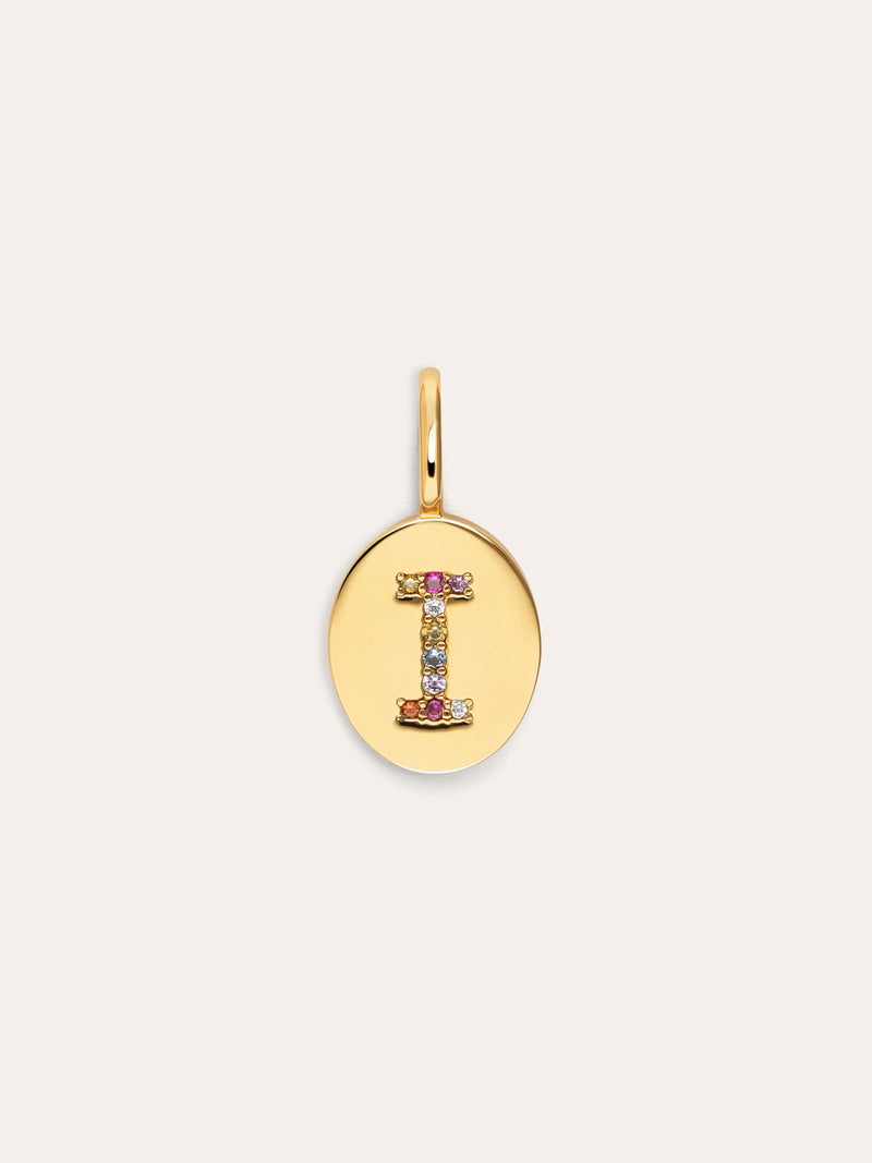 Personalisierter Signet Letter Colors Charm vergoldet