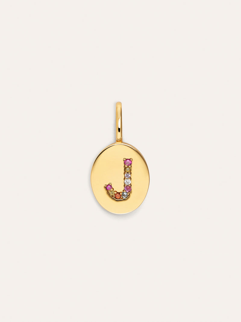 Personalisierter Signet Letter Colors Charm vergoldet