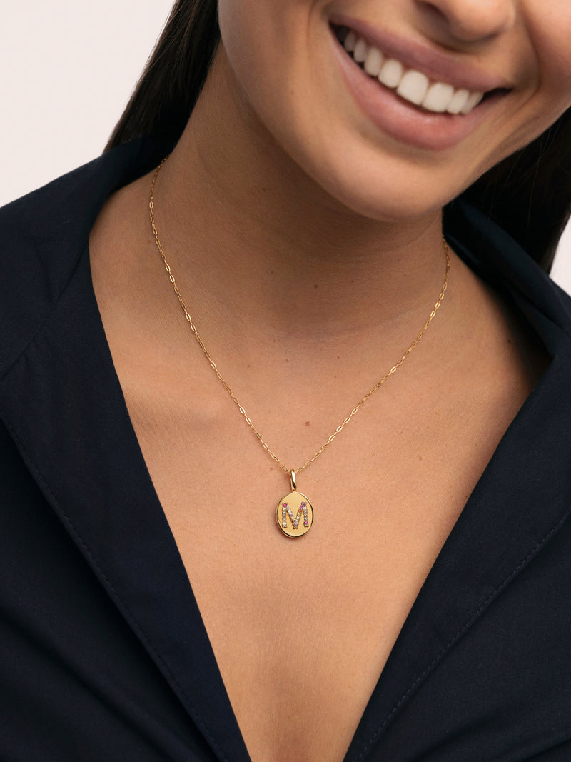 Personalisierter Signet Letter Colors Charm vergoldet