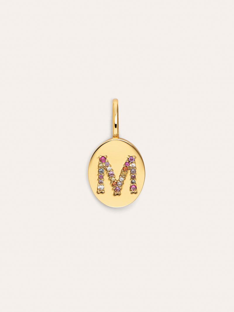 Personalisierter Signet Letter Colors Charm vergoldet
