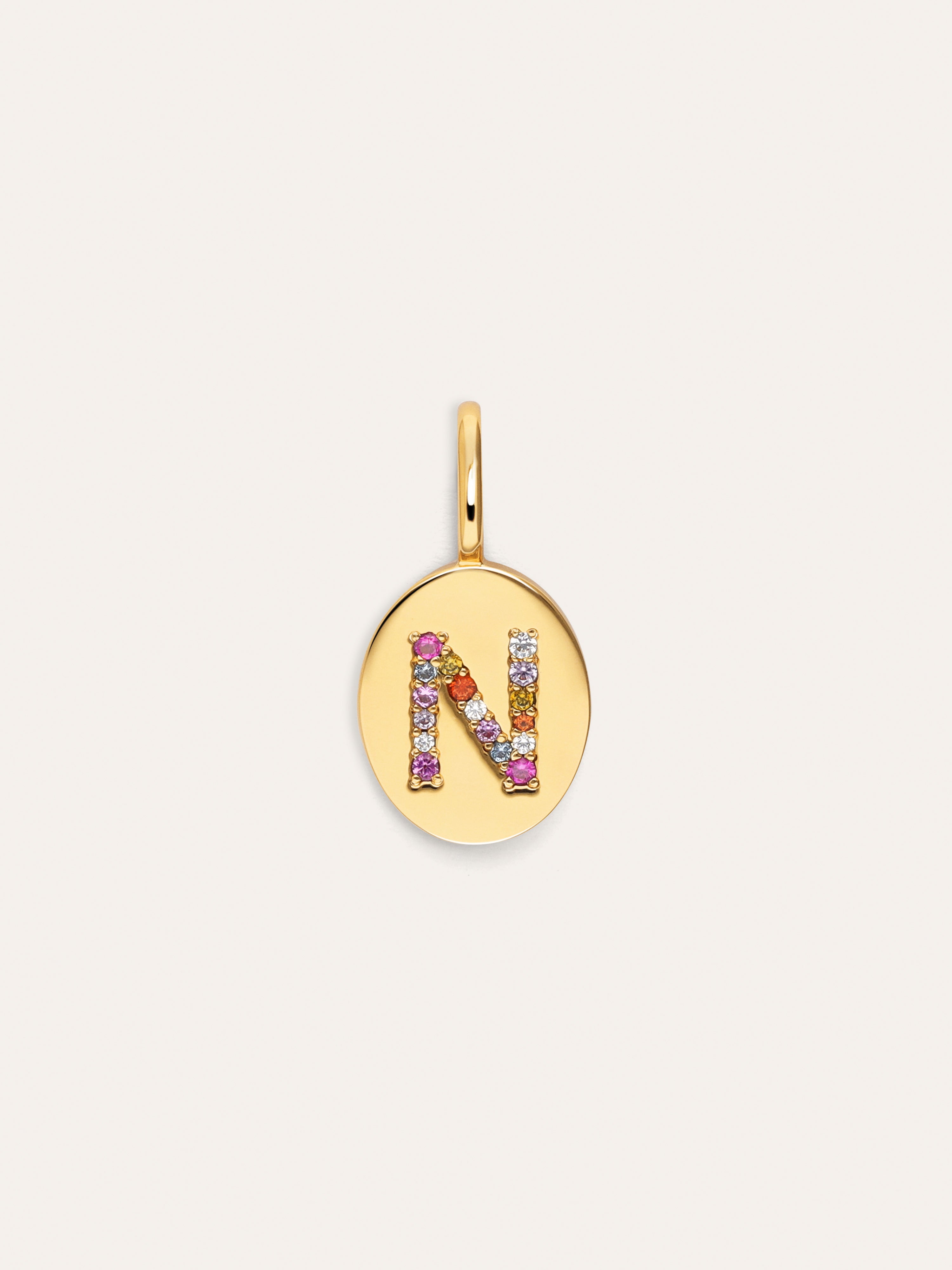 Personalisierter Signet Letter Colors Charm vergoldet
