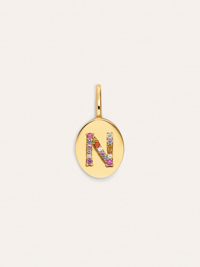 Personalisierter Signet Letter Colors Charm vergoldet