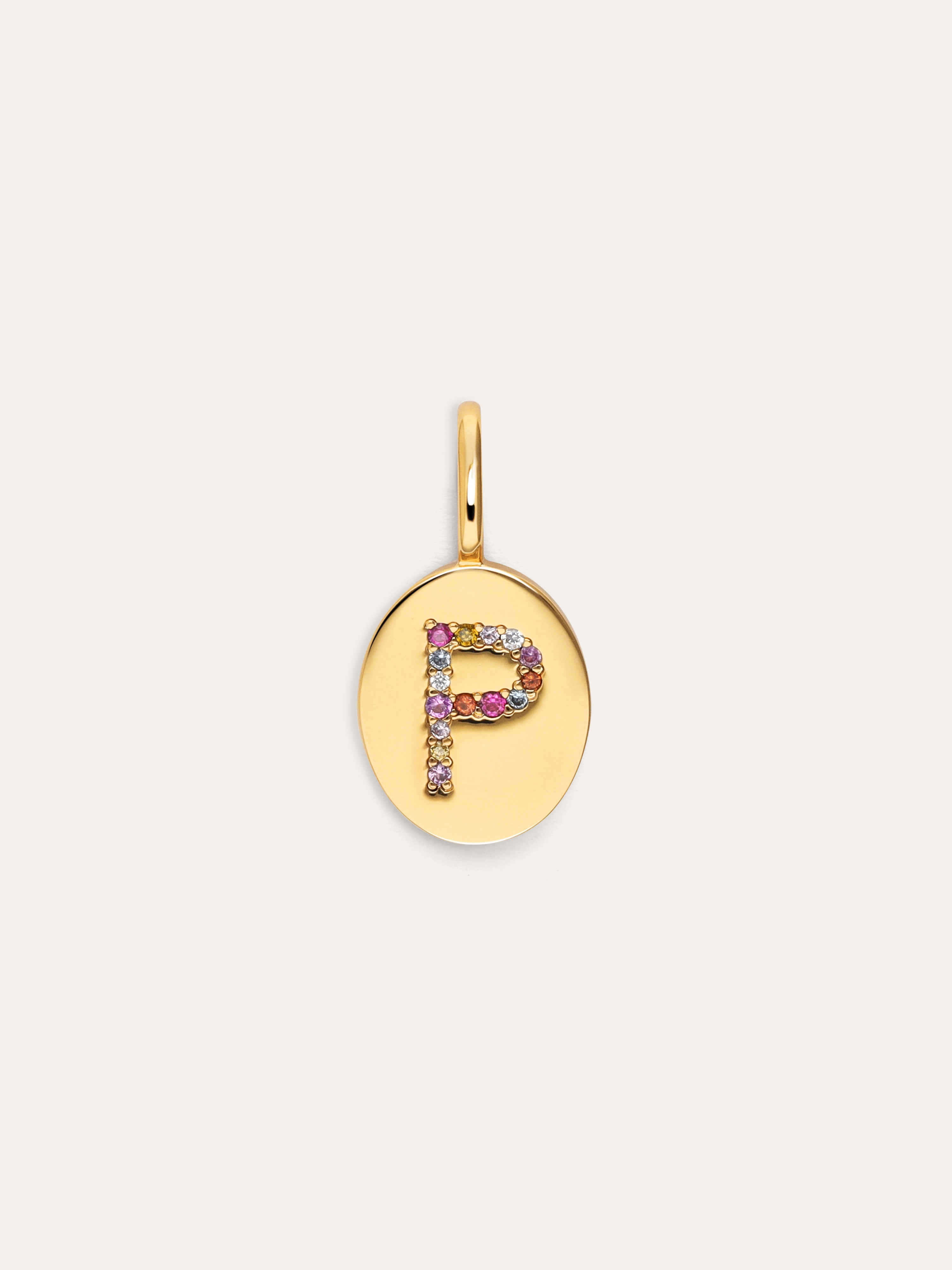 Personalisierter Signet Letter Colors Charm vergoldet
