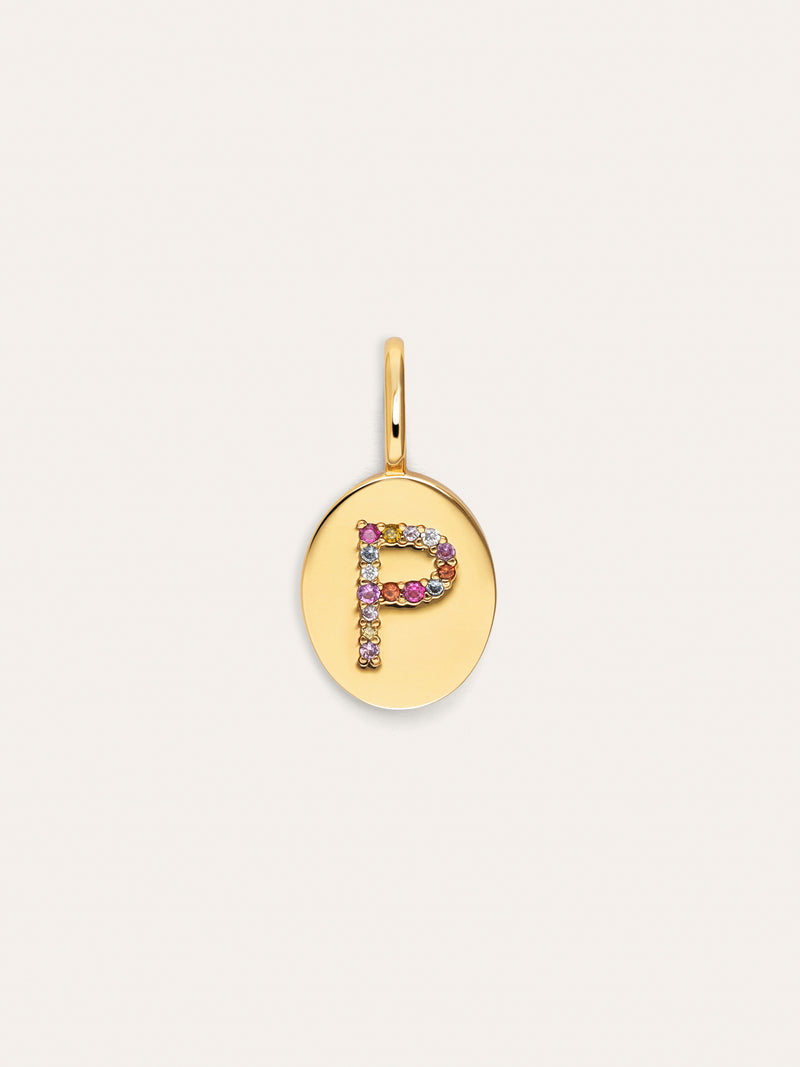 Personalisierter Signet Letter Colors Charm vergoldet