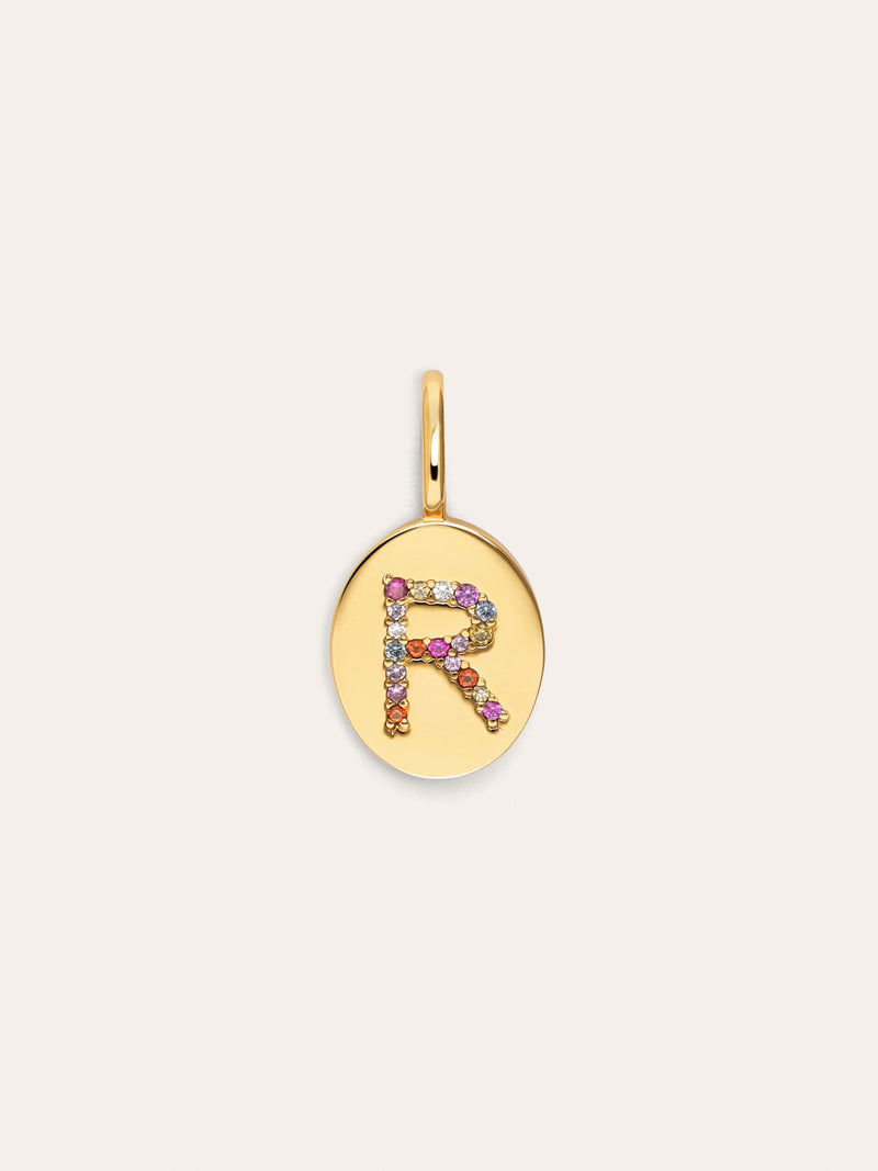 Personalisierter Signet Letter Colors Charm vergoldet
