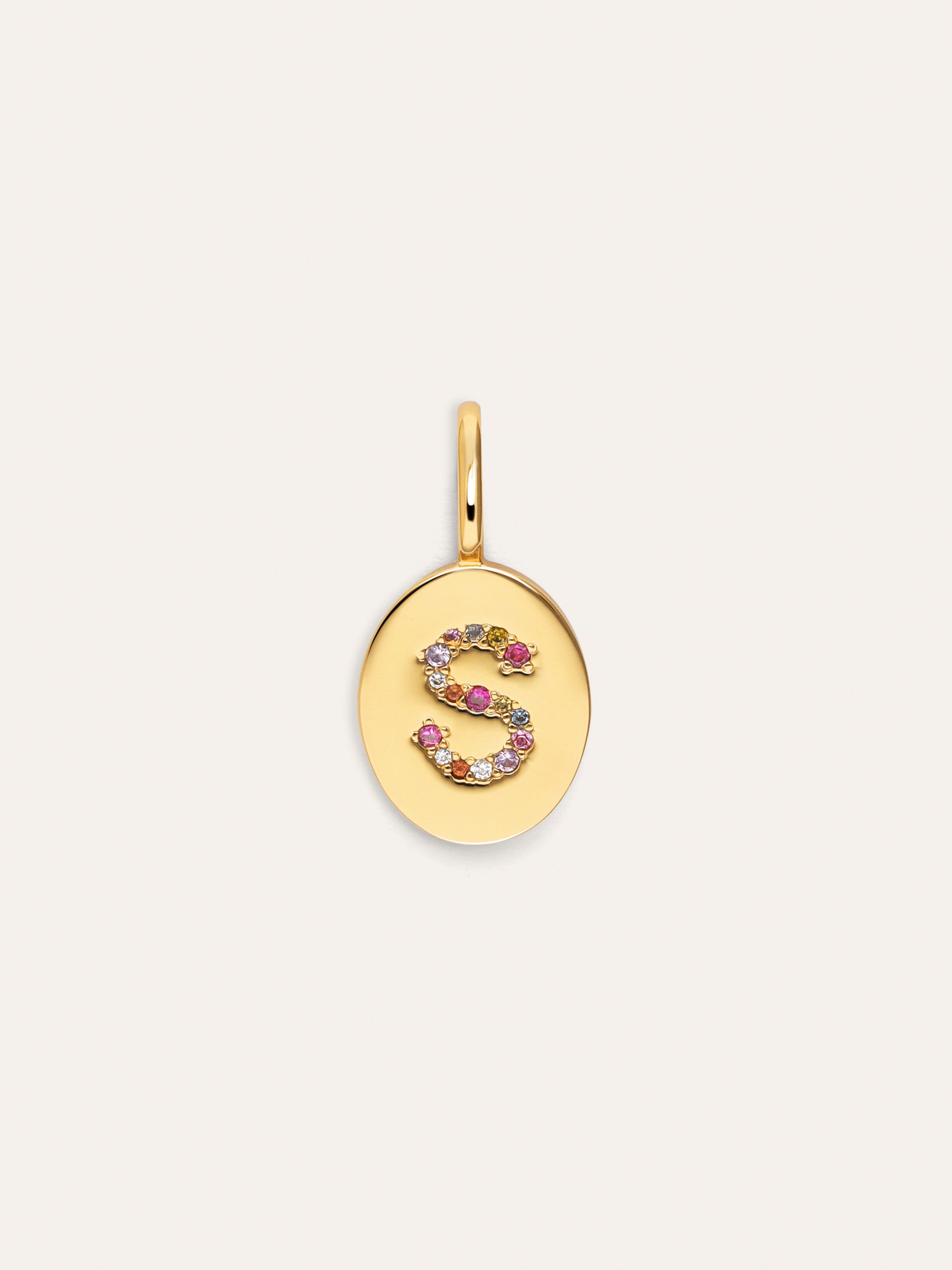Personalisierter Signet Letter Colors Charm vergoldet