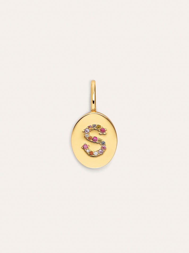 Personalisierter Signet Letter Colors Charm vergoldet