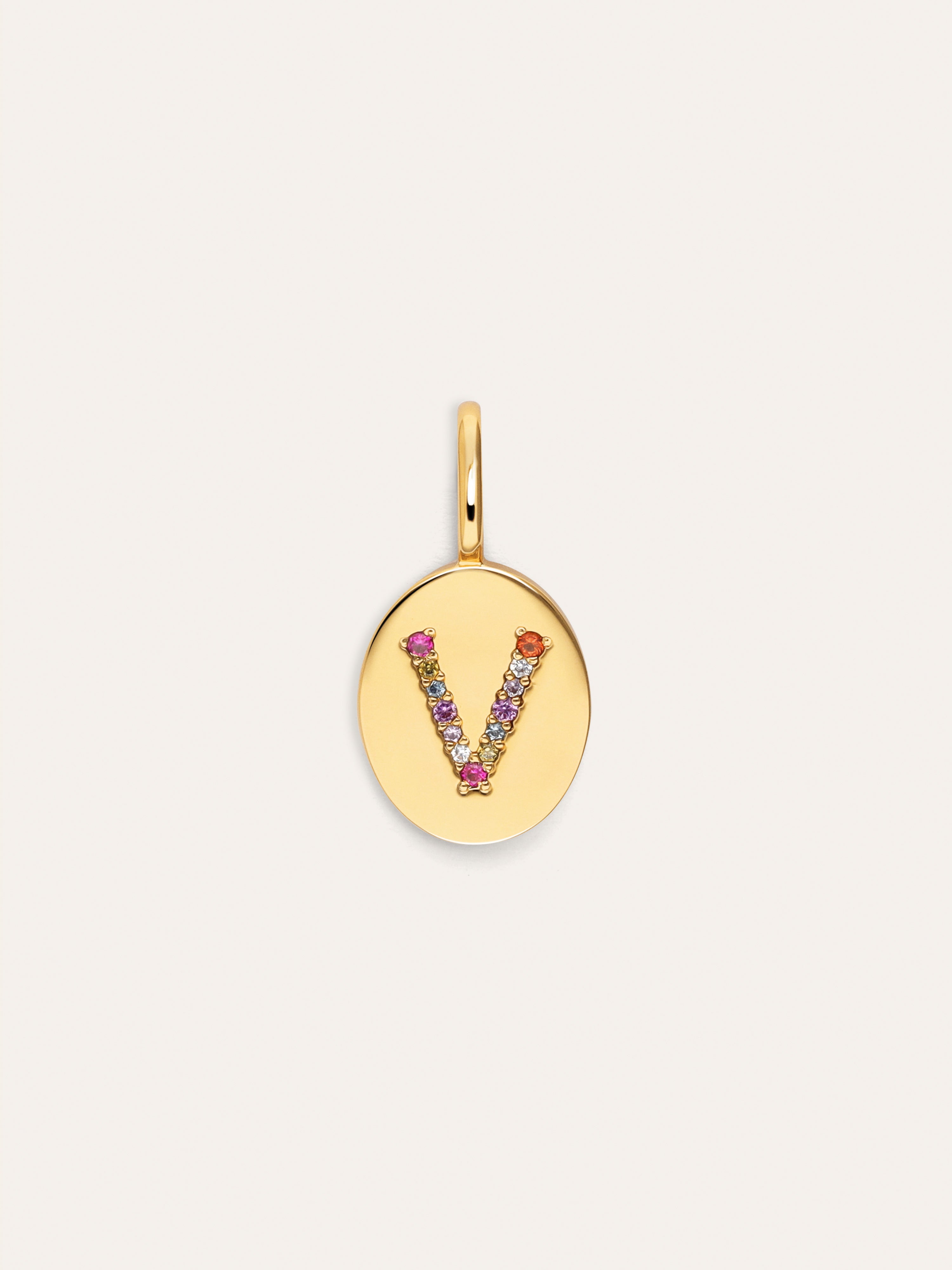 Personalisierter Signet Letter Colors Charm vergoldet
