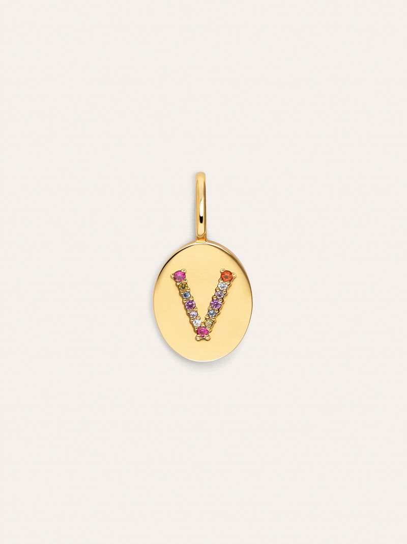 Personalisierter Signet Letter Colors Charm vergoldet