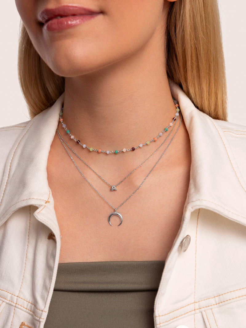 Ketting Crystals Colors Zilver