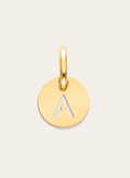 Mini Medallion Letter Charm, Gold-Plated Steel