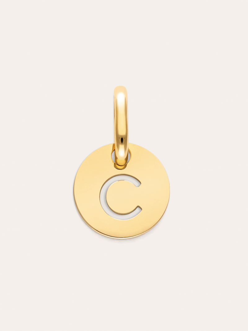 Mini Medallion Letter Acero Baño Oro