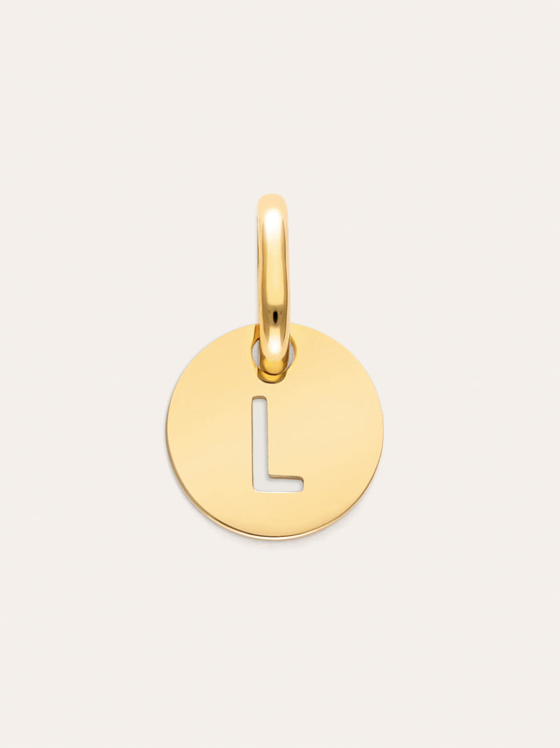 Mini Medallion Letter Acero Baño Oro