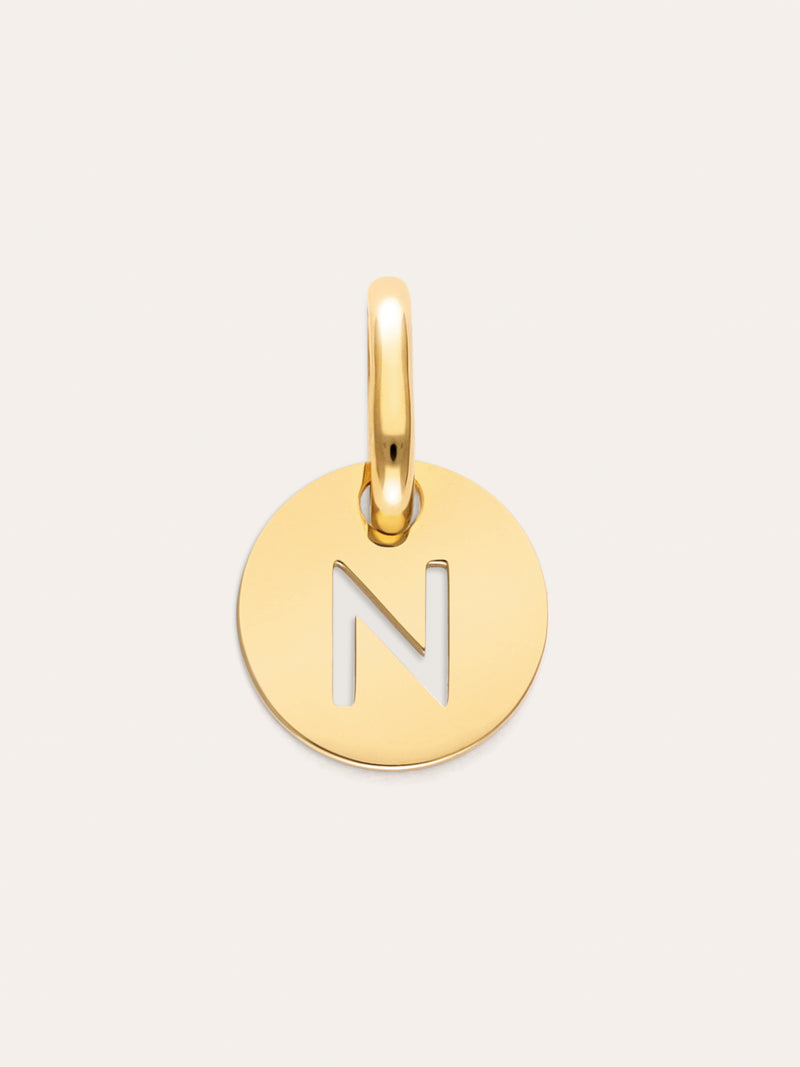 Mini Medallion Letter Acero Baño Oro