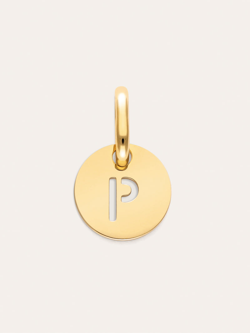 Mini Medallion Letter Acero Baño Oro