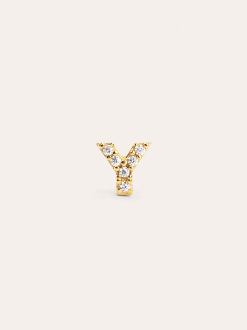 Letter Sparks Einzelner Ohrring Silber, vergoldet