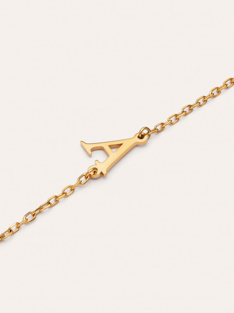 Single Letter Steel Gold-Plated Bracelet
