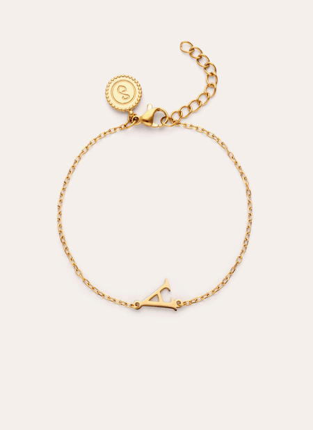 Pulseira Single Letter em Aço com Banho de Ouro