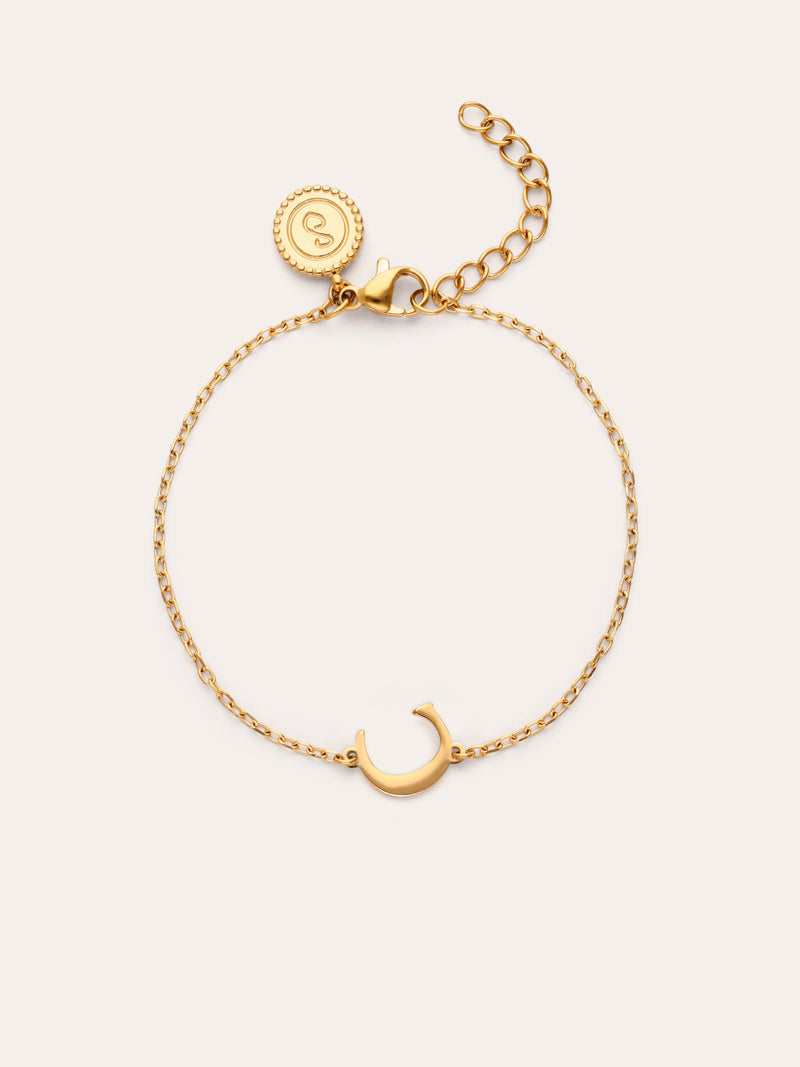 Single Letter Steel Gold-Plated Bracelet