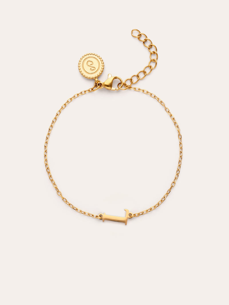Single Letter Steel Gold-Plated Bracelet
