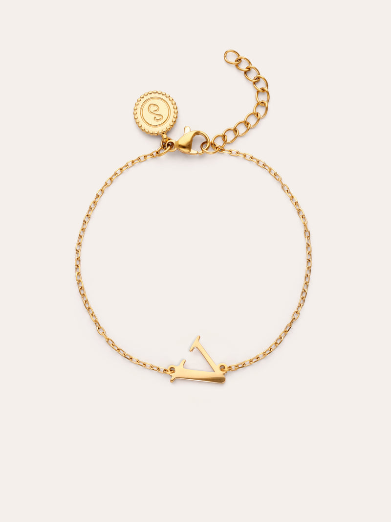 Single Letter Steel Gold-Plated Bracelet