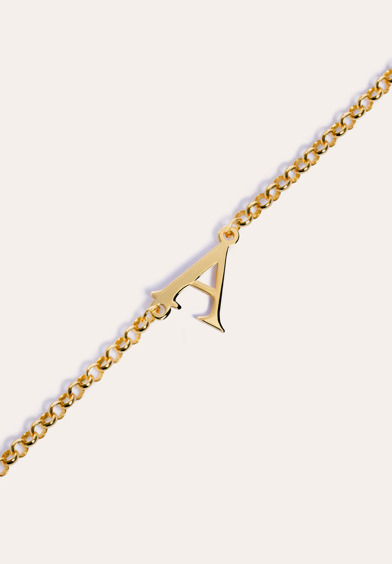 Single Letter Armband Silber, vergoldet