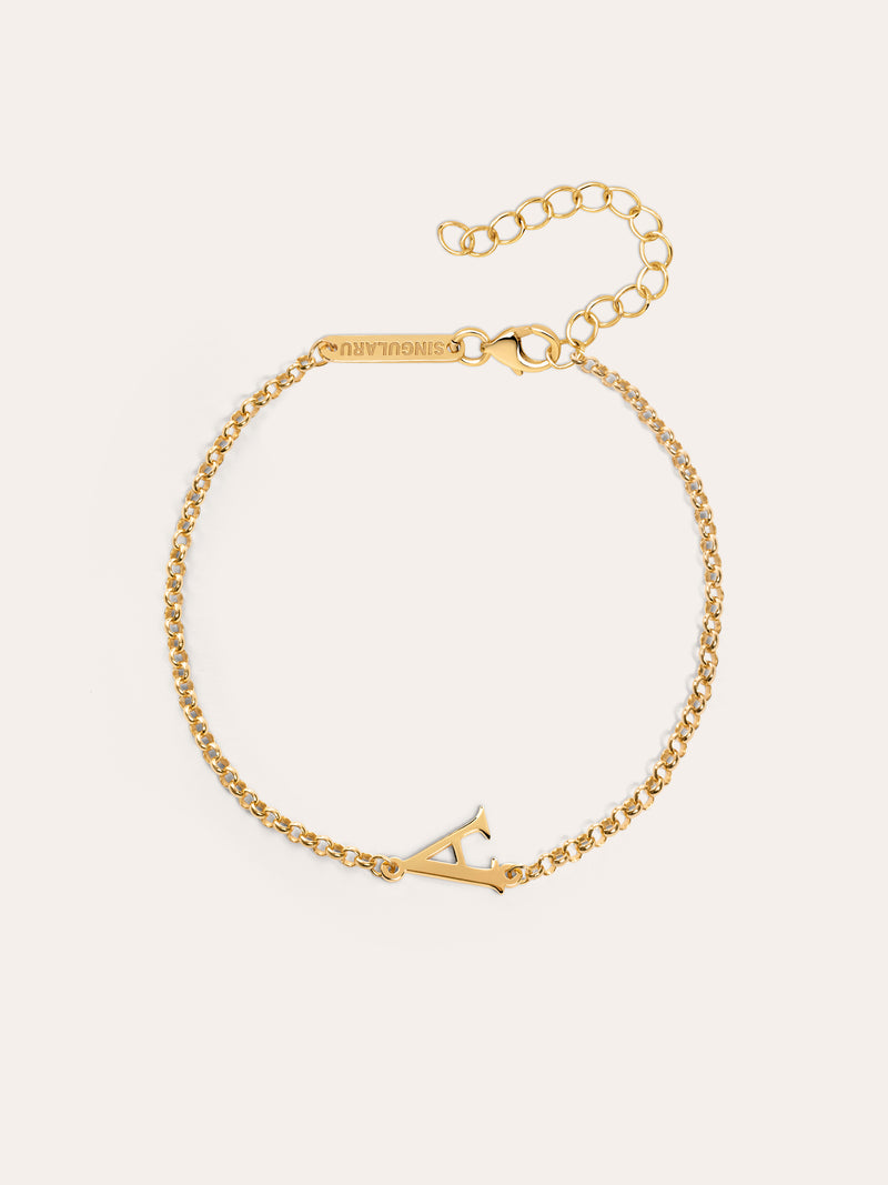 Single Letter Armband Silber, vergoldet