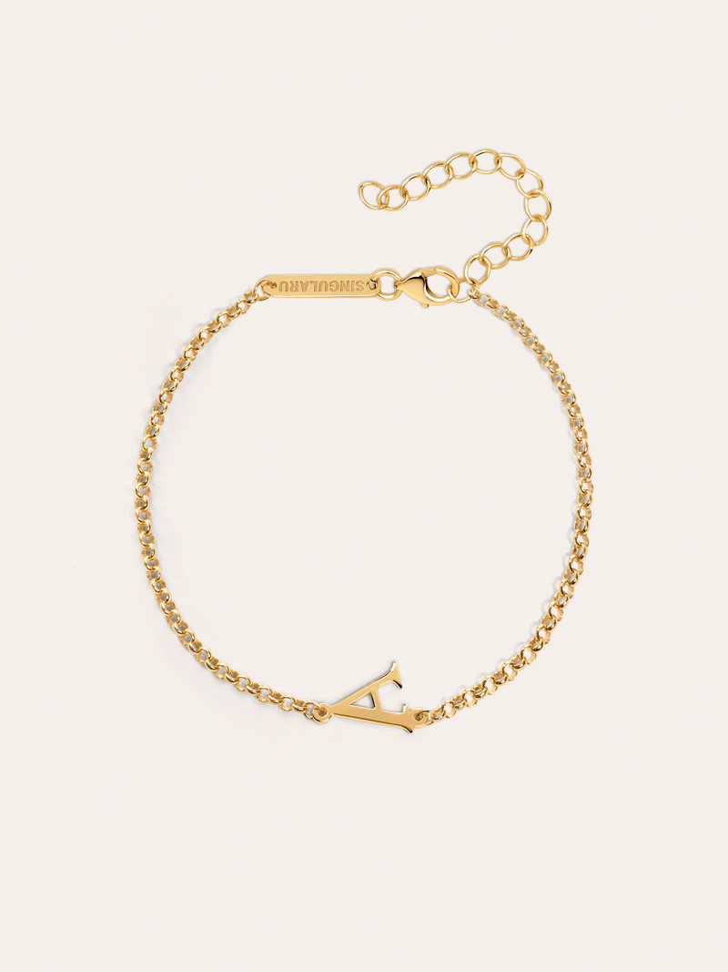 Single Letter Armband Silber, vergoldet