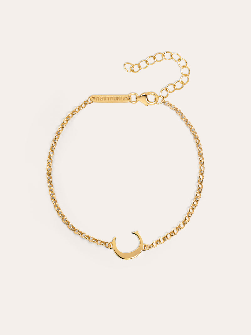 Single Letter Armband Silber, vergoldet