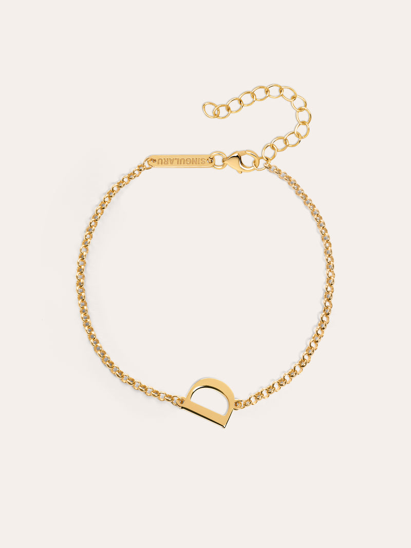Single Letter Armband Silber, vergoldet