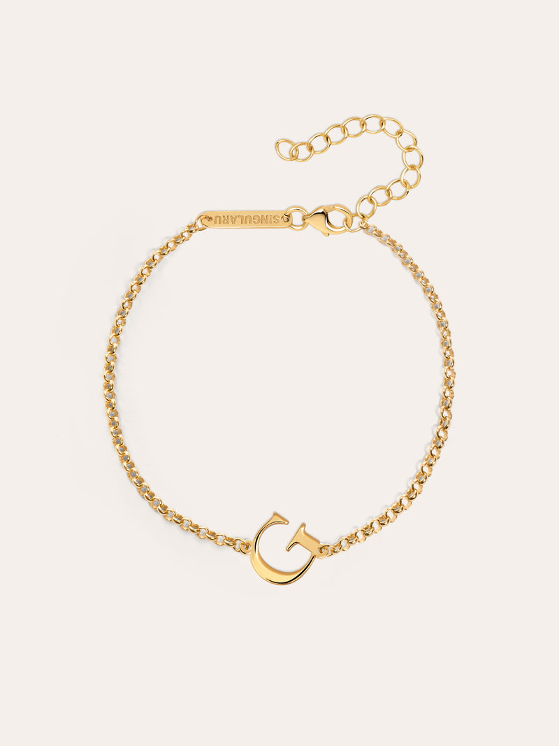 Single Letter Armband Silber, vergoldet